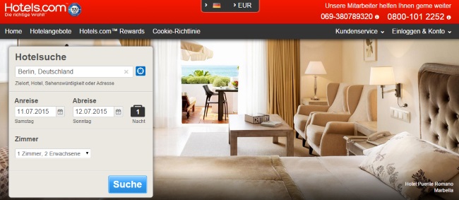 Hotels.com Onlineshop
