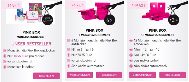 Pink Box Boxenwahl