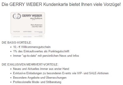Gerry Weber Kundenkarte
