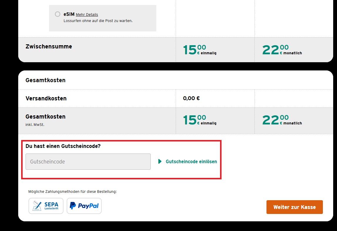 Congstar Gutscheincode einlösen