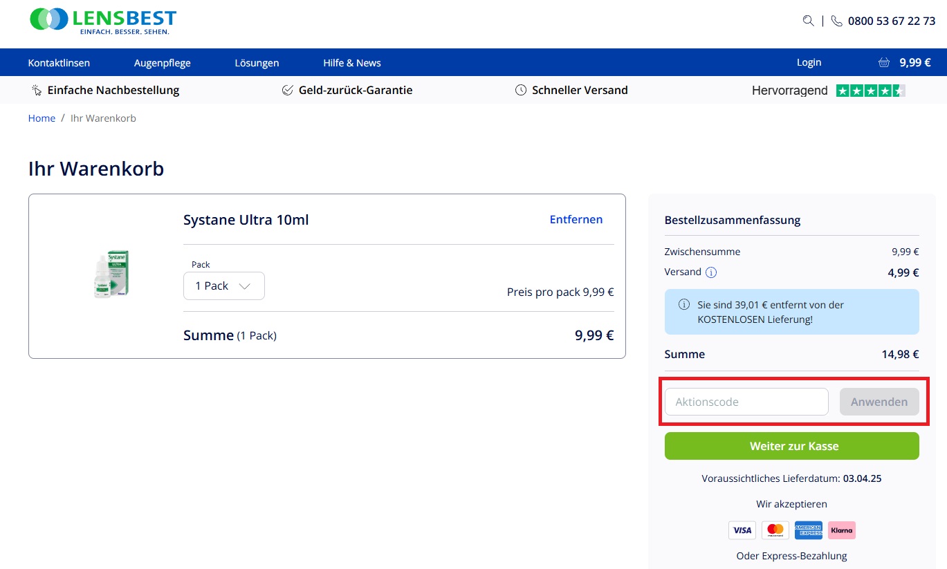 Aktionscode Lensbest